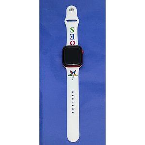 Eastern Star Silicone Watch Band for Apple Watch Size 41/42/44 MM White